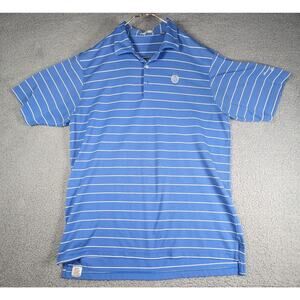 Peter Millar Polo Mens Size XL Blue White Stripe Golf Polo Performance Shirt
